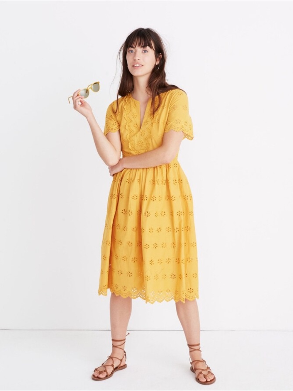 Madewell Scalloped Eyelet Midi Dress 100% Cotton Cottagecore Vibes
